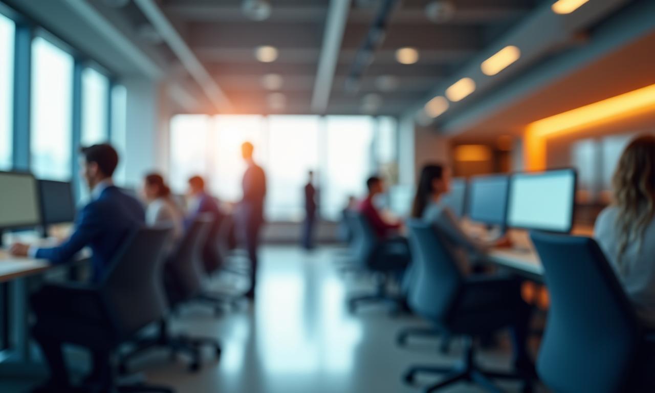 Nowoczesne biuro z ludźmi pracującymi, dynamiczne ujęcie